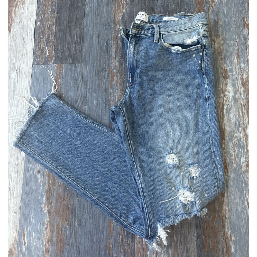 FRAME DENIM SLIM FIT L'HOMME RAW EDGE DISTRESS BLUE JEANS MENS SIZE 31